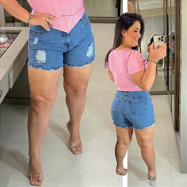 Short Jeans Cintia Destroyed Plus Size