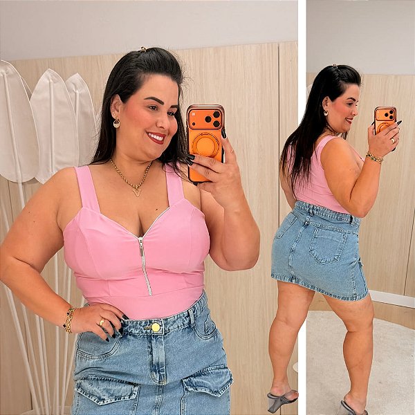 Cropped Suplex Zíper Rosa BB Plus Size