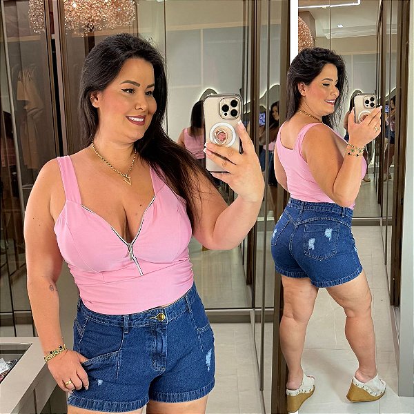 Cropped Suplex Zíper Rosa BB Plus Size