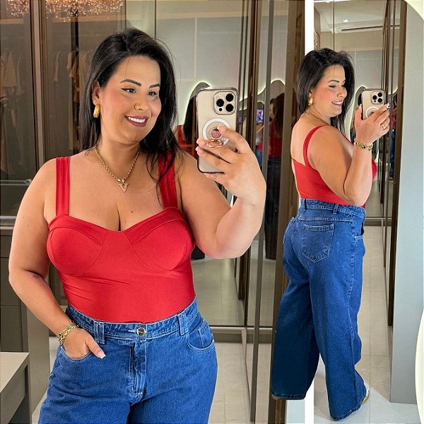 Body Suplex Jenny Vermelho Plus Size