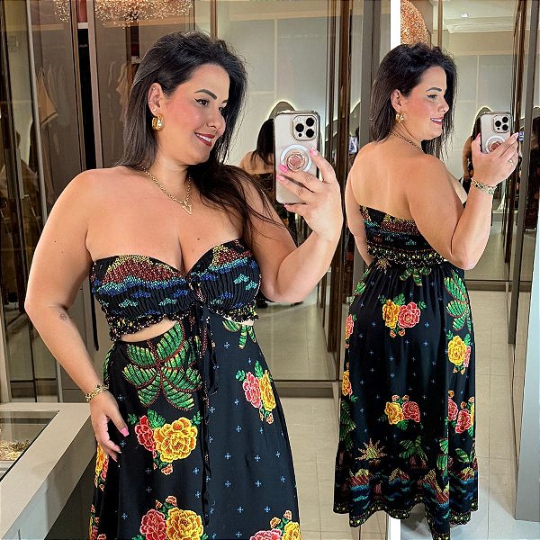 Vestido Longo Laura Verão Preto Plus Size