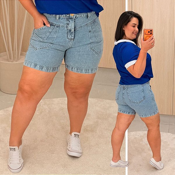 Bermuda Jeans Awa Celeste Plus Size