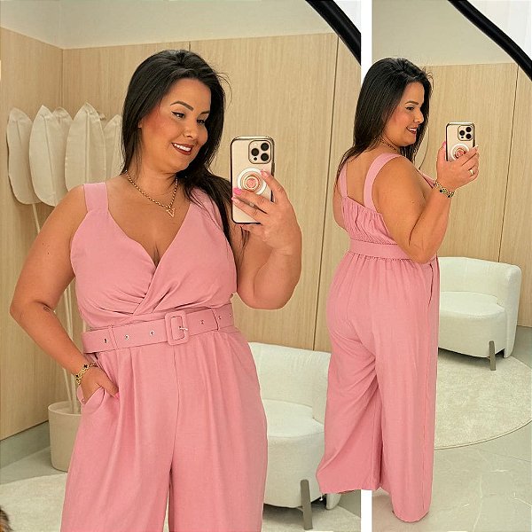 Macacão Bia Rosa BB Plus Size