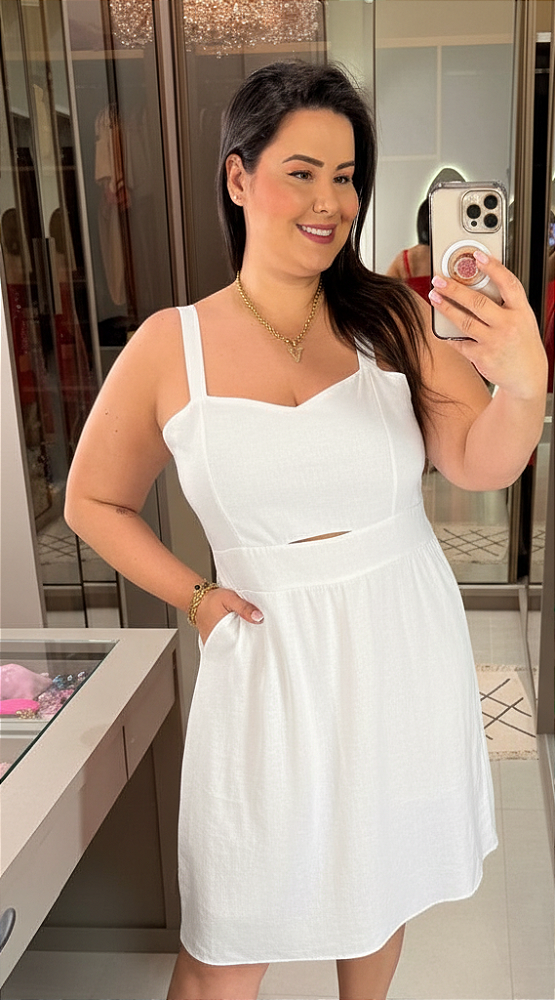 Vestido Curto Hadassa Branco Plus Size