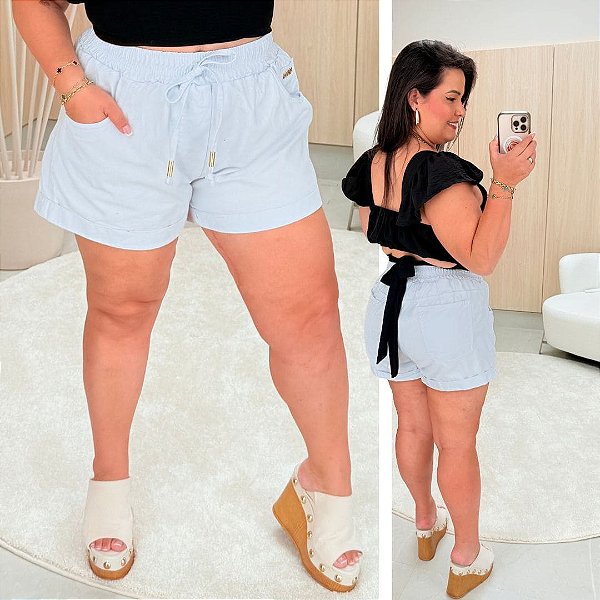 Short Jeans FF Felícia Branco Plus Size