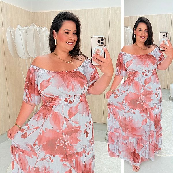 Vestido Ciganinha Tule Rose Plus Size