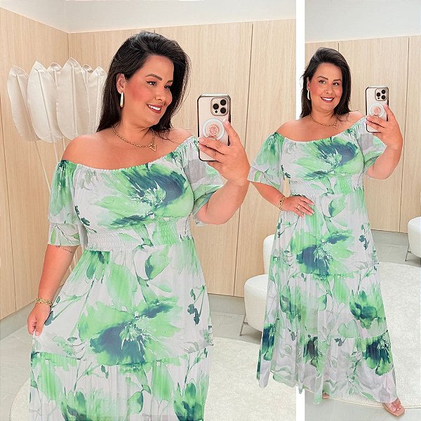 Vestido Ciganinha Tule Verde Plus Size