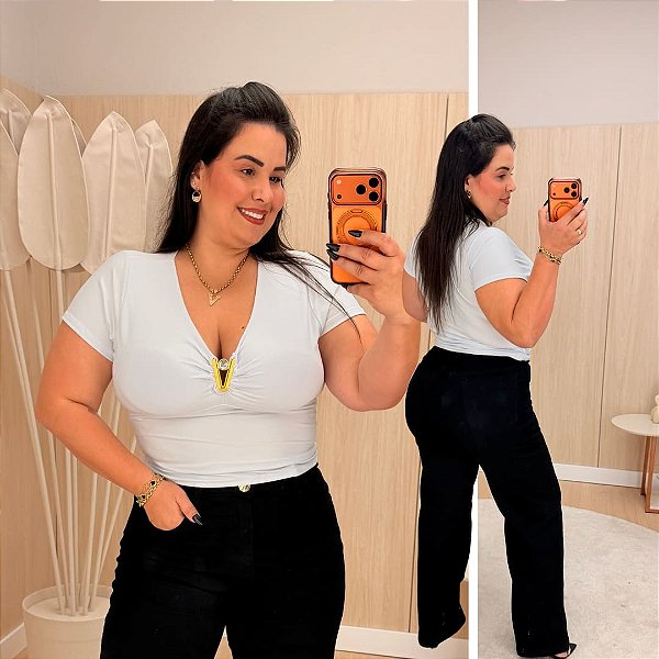 Cropped Pedra Dani Branco Plus Size