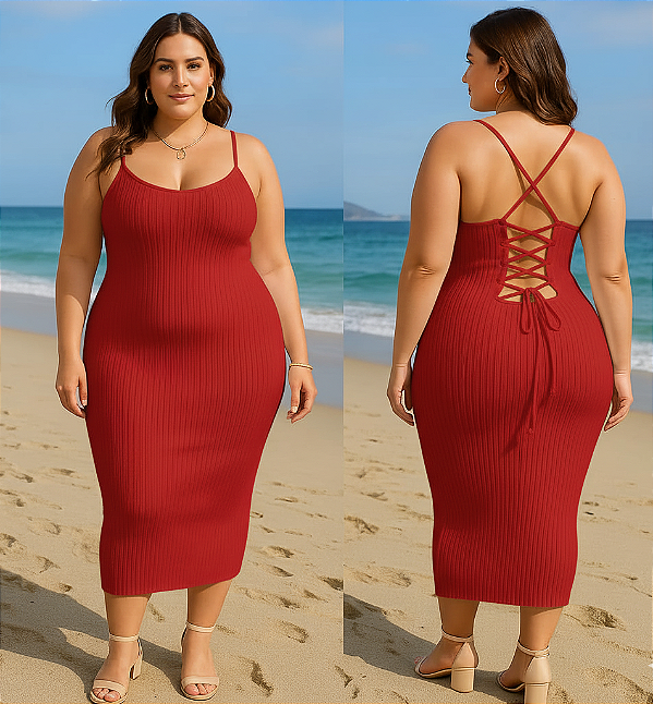 Vestido Alcinha Modal Amália Vermelho Plus Size