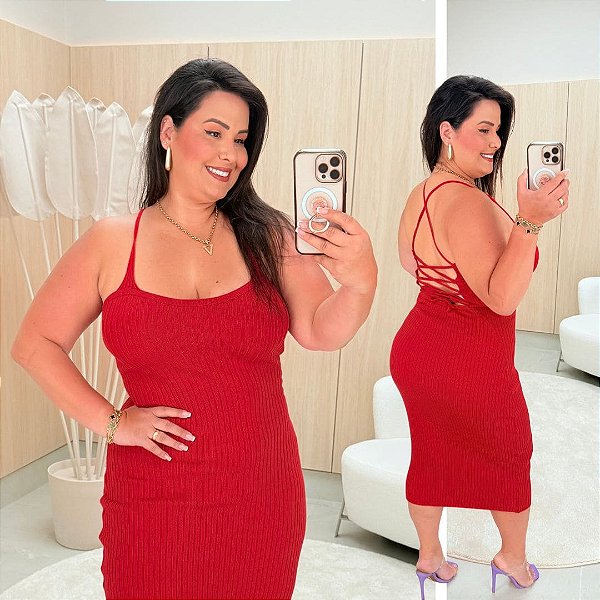 Vestido Alcinha Modal Amália Vermelho Plus Size