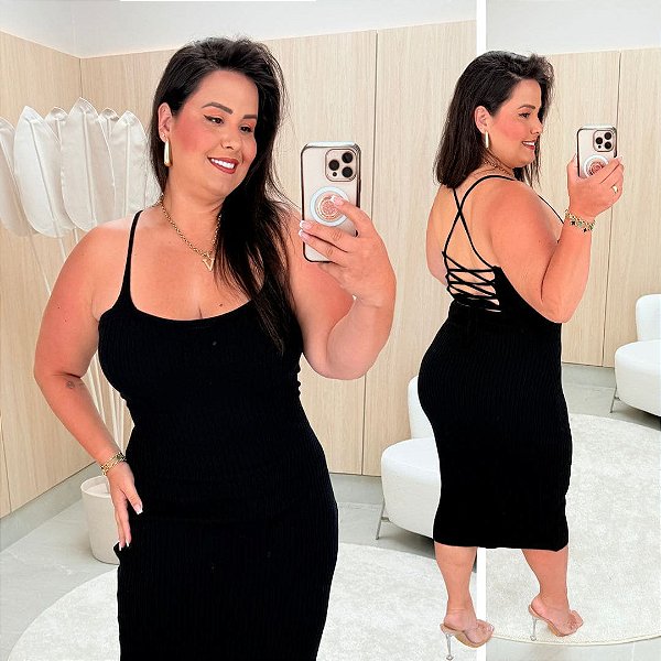 Vestido Alcinha Modal Amália Preto Plus Size