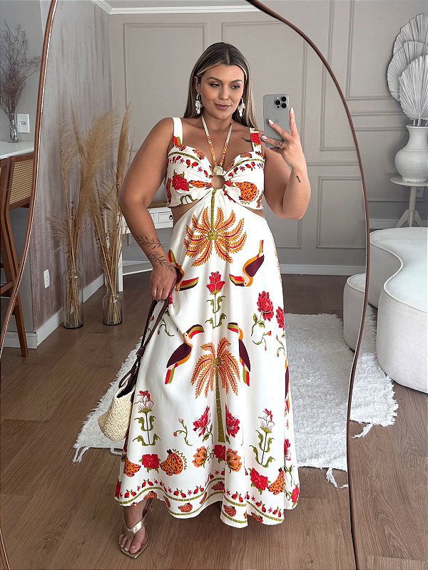 Vestido Longo Noronha Branco Verão Plus Size