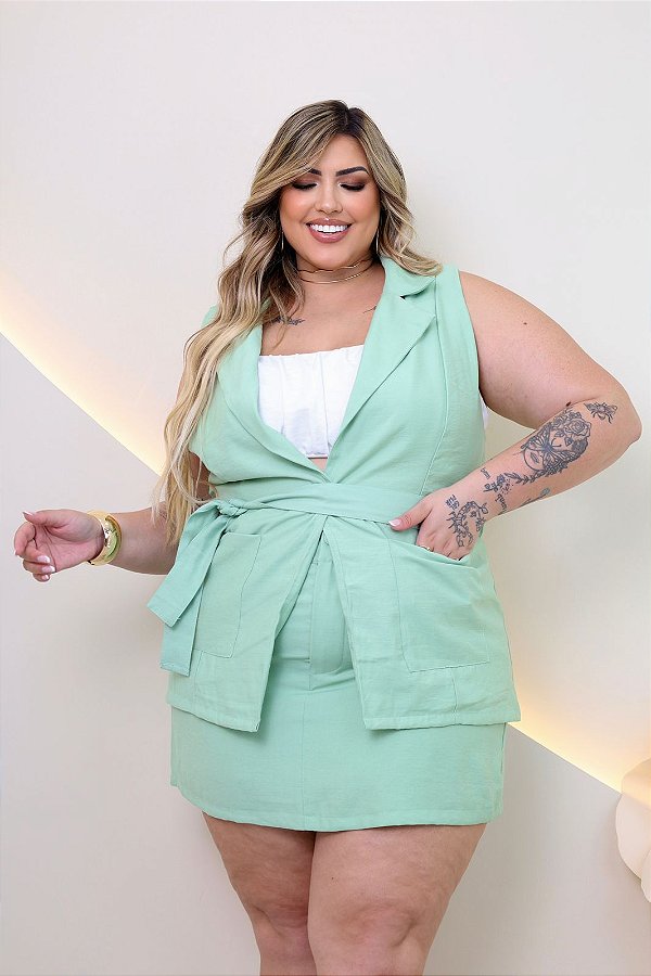 Conjunto Colete Catarina Verde Plus Size