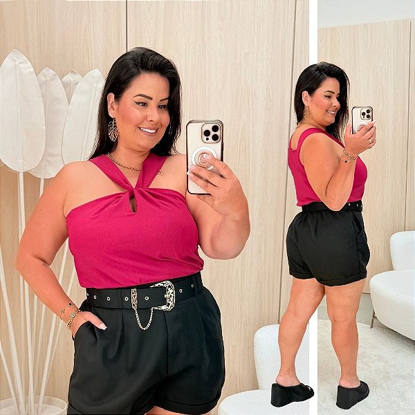 Blusa Cruzada Duna Pink Plus Size