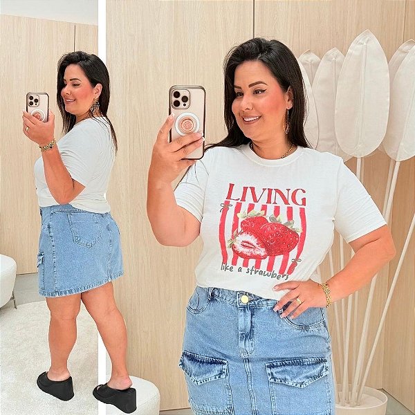 T shirt Algodão Living Off Estampada Plus Size
