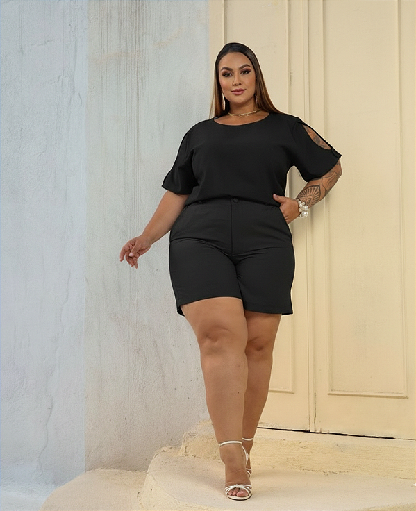 Conjunto Curto Helena Preto Plus Size