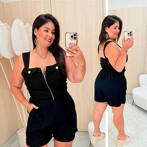 Conjunto Alça Mily Preto Plus Size