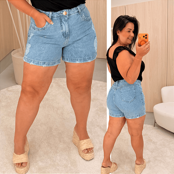 Short Jeans Awa Marcela Destroyed Plus Size