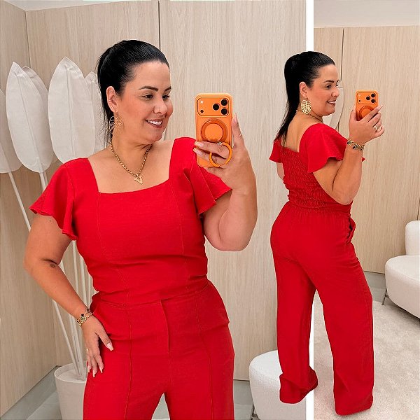 Conjunto Pantalona Mali Vermelho Plus Size