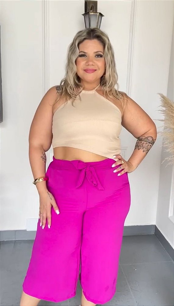 Calça Pantacourt Antônia Fúcsia Plus Size