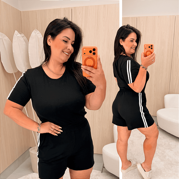 Conjunto Manga Ingrid Preto Plus Size