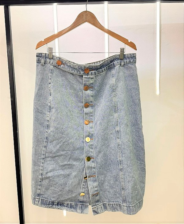 Saia Jeans Mid Botões Antonia Plus Size