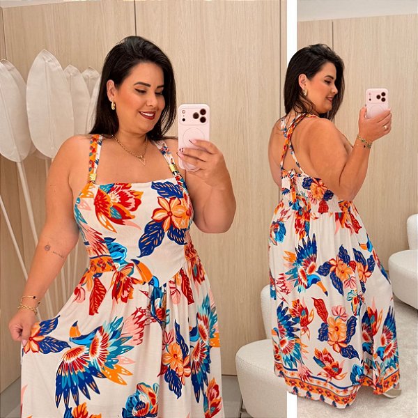 Vestido Celeste Estampado Azul Plus Size