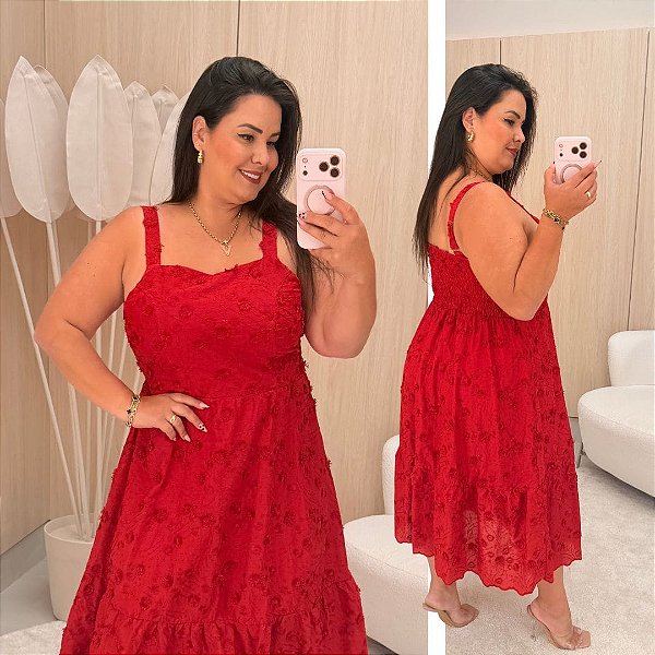 Vestido Curto Laise Francis Vermelho Plus Size