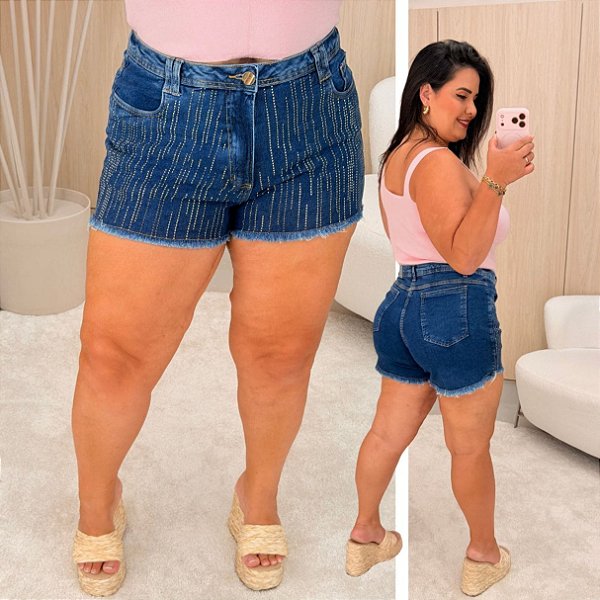 Short Jeans FF Brilho Rebeca Plus Size