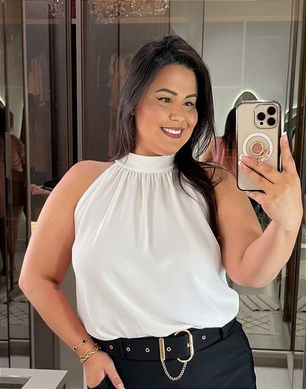 Blusa Gola Luísa Branco Plus Size