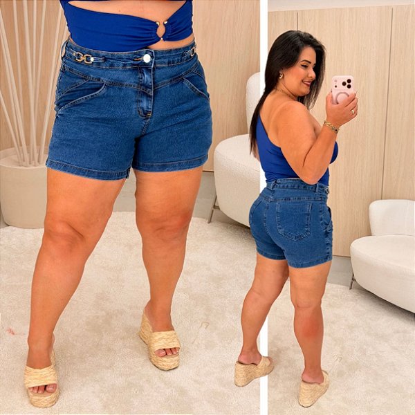 Short Jeans PB Fivela Ana Julia Plus Size