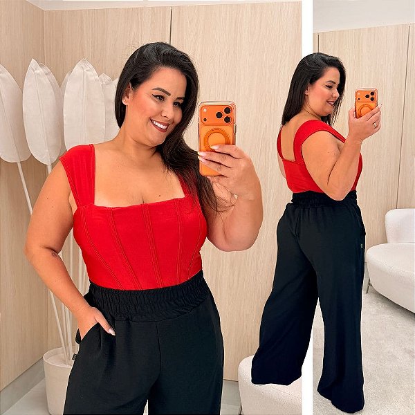 Cropped Jasmine Corselet Vermelho Plus Size