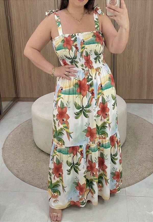 Vestido Alça Pâmela Mg Tropical Arara Plus Size