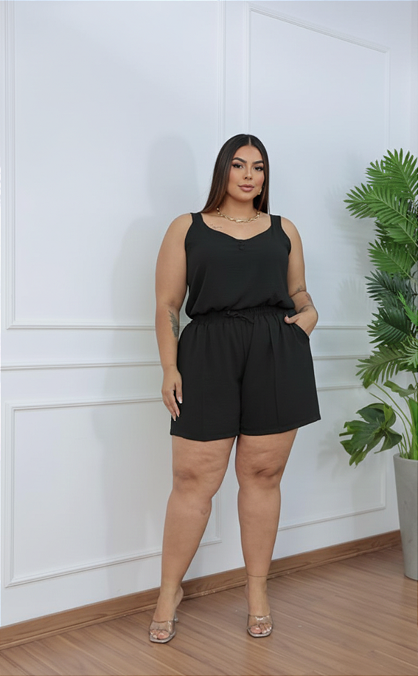 Conjunto Alça Gabriela Preto Plus Size