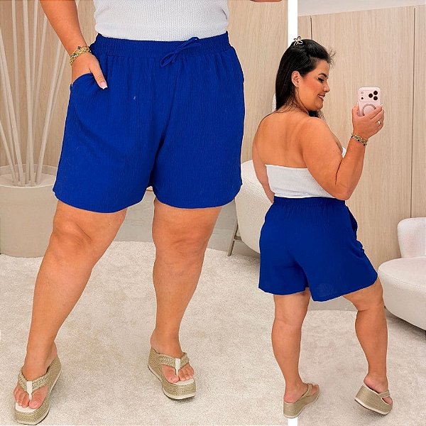 Short Duna Gabriela Azul Royal Plus Size