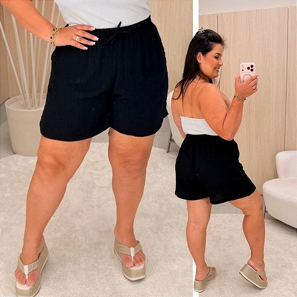 Short Duna Gabriela Preto Plus Size