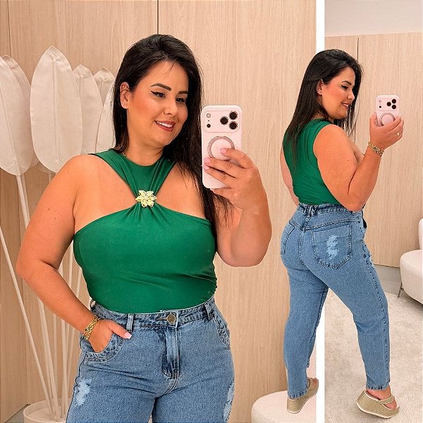 Body Gola Flor Mia Verde Plus Size
