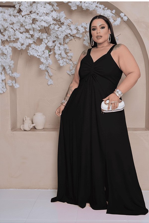 Vestido Longo Melody Preto Plus Size