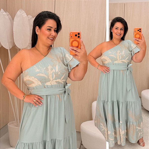 Vestido Nula Cindy Verde Claro Plus Size