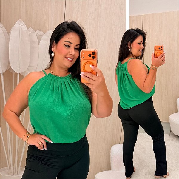 Blusa Gola Duna Verde Bandeira Plus Size