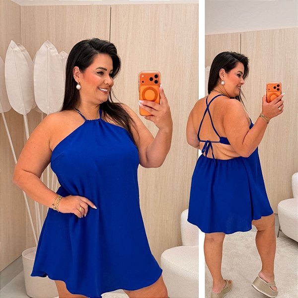 Macaquinho Ema Azul Royal Plus Size