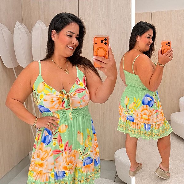 Vestido Susan Floral Verde Plus Size