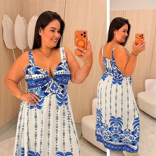 Vestido Argola Vip Angélica Verão Azul Plus Size