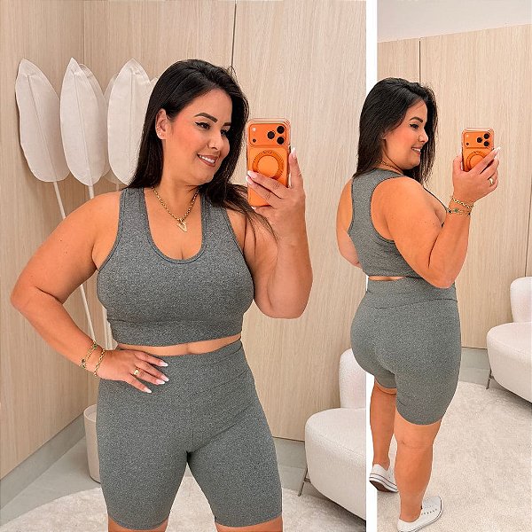 Top Nadador Vivi Cinza Suplex Plus Size