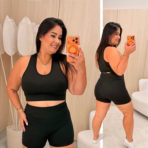 Top Nadador Vivi Preto Suplex Plus Size