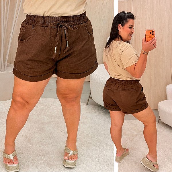 Short Jeans FF Maíra Marrom Plus Size