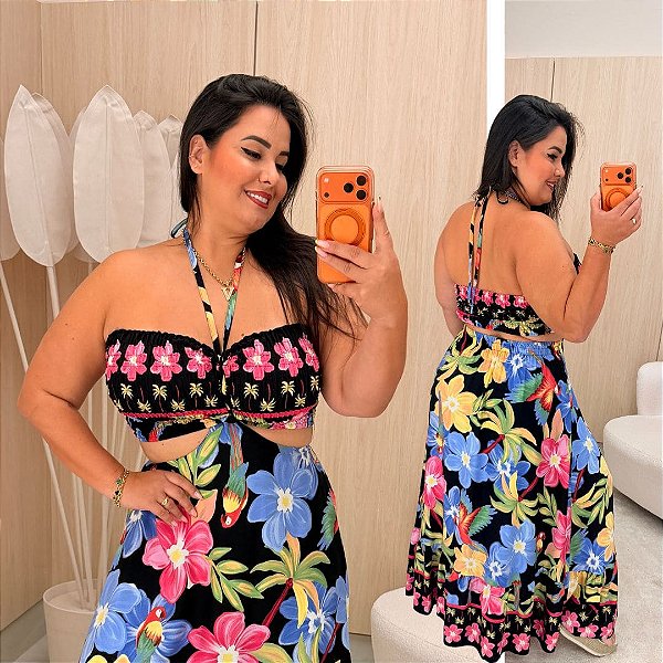 Vestido Longo Laura Floral Hawai Plus Size