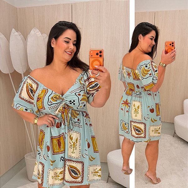 Vestido Vip Lara Verde Estampado Plus Size