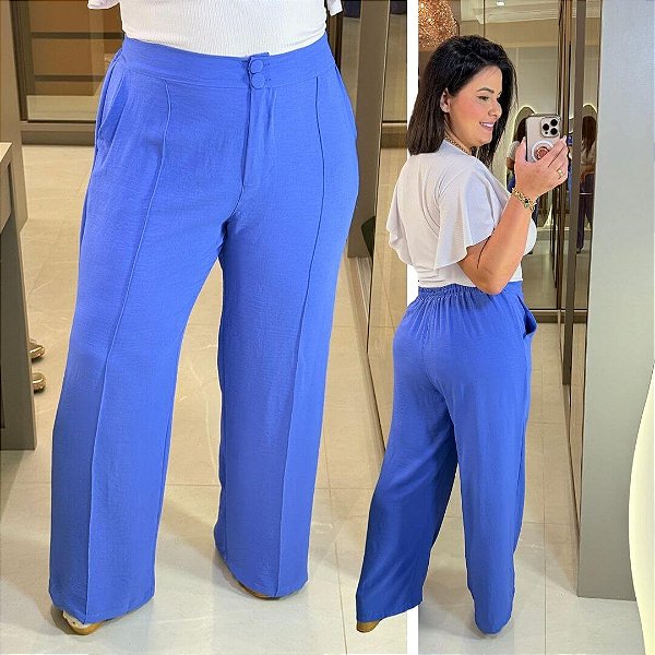 Calça Pantalona Duna Azul Jeans Plus Size