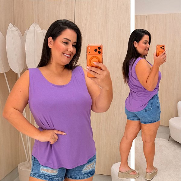 Blusa Regata Fit Laís Lilás Plus Size